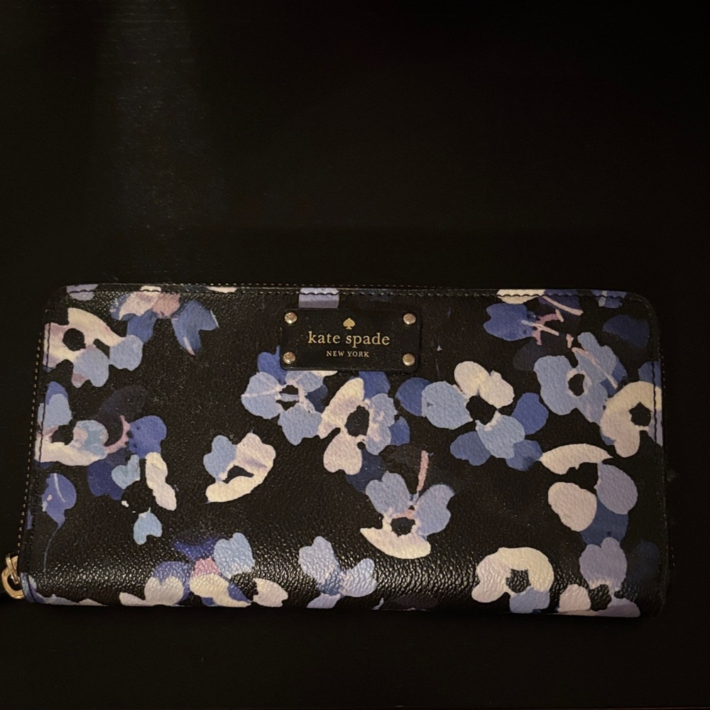 Kate Spade Black and Blue Floral Wallet